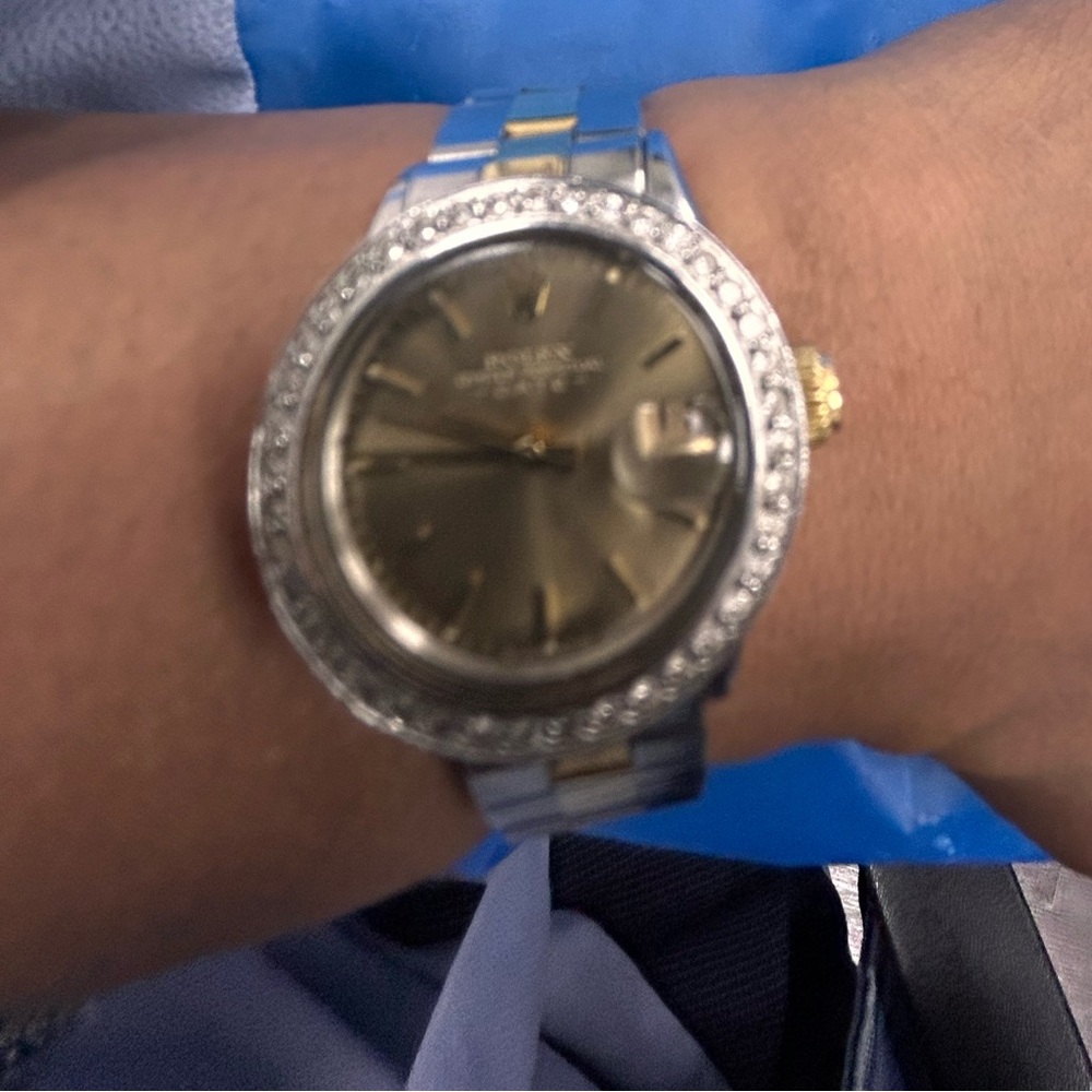 Rolex Watch with Silver and Gold Accents